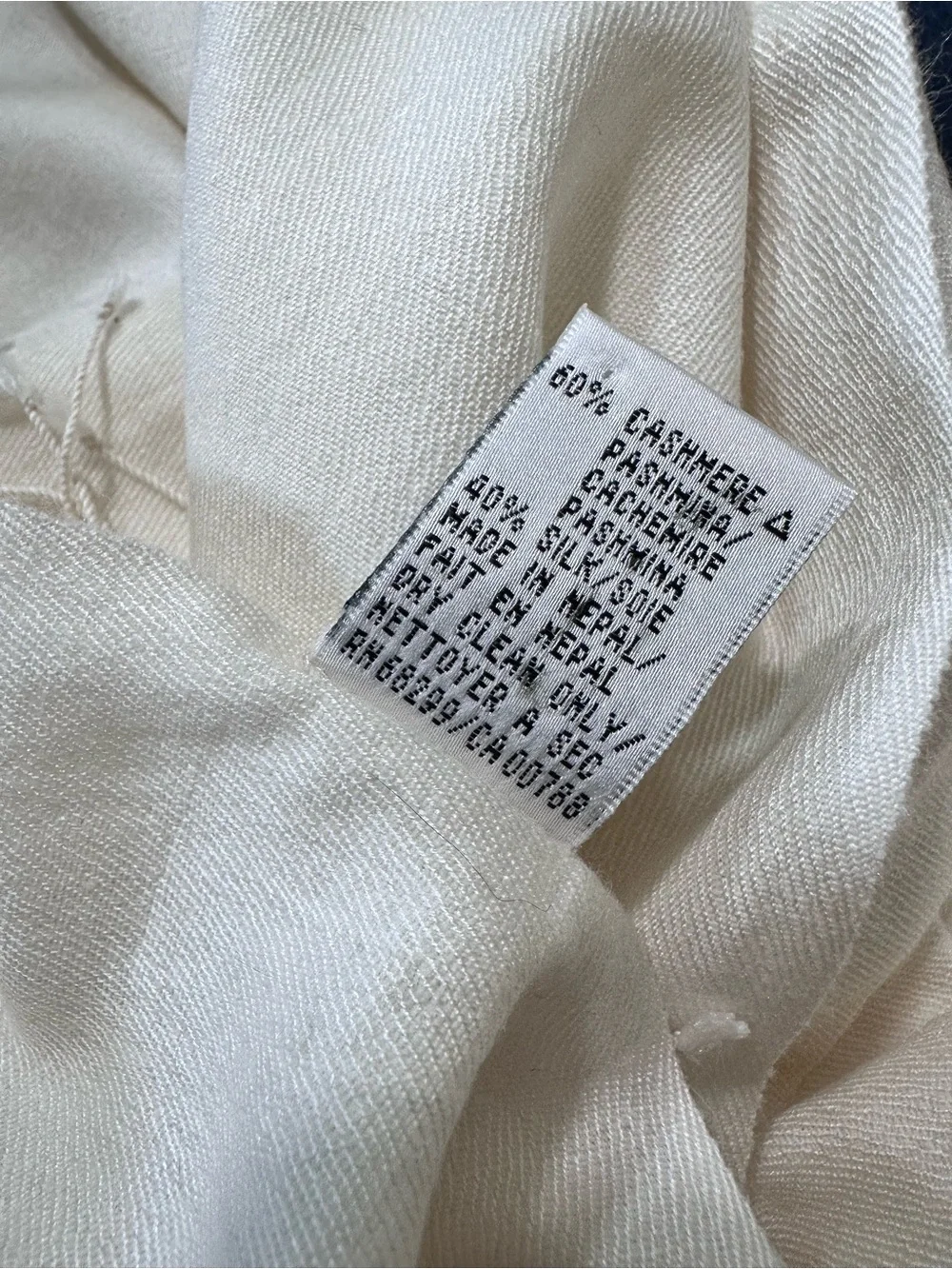 Portolano Silk & Cashmere Women's Cream fringe Scarf